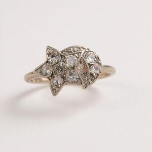 Elegant Silver Color Star and Moon  Ring